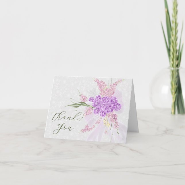 Puerto Madero Coquette Lilac Tydlig bow på Grå Tack Kort (Framsida)