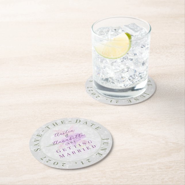 Puerto Madero rose  Save-the-Date coaster Underlägg Papper Rund (Insitu)