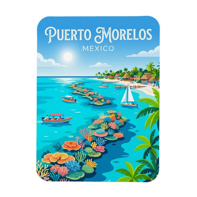 Puerto Morelos rev nationalpark Mexiko Magnet (Vertikal)