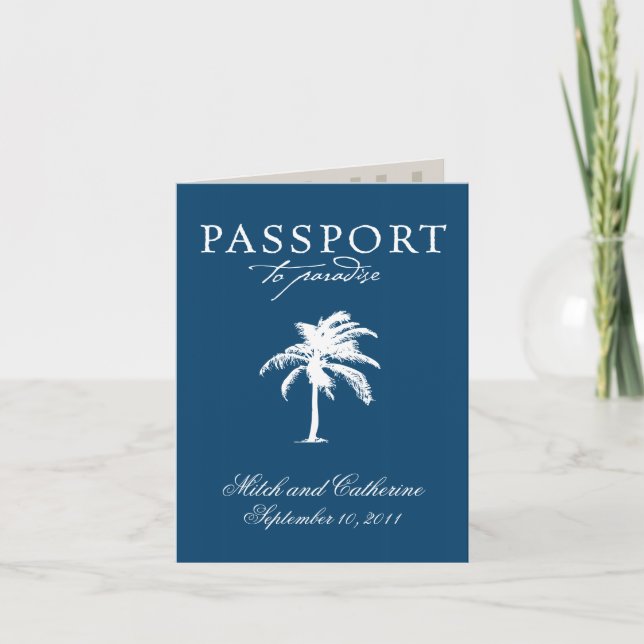 Puerto Peñasc Mexico Passport bröllopsinbjudan Inbjudan (Framsida)