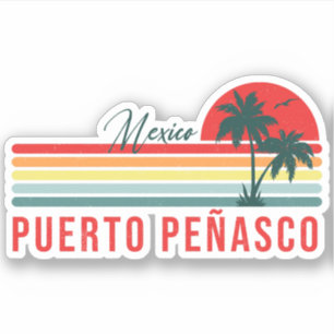 Puerto Peñasco Mexico Beach 60:e Vintage Handflata Klistermärken
