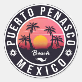 Puerto Peñasco Mexico Beach Retro Sunset 60 s Runt Klistermärke
