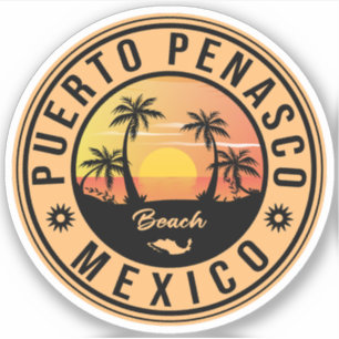 Puerto Peñasco Mexico Beach Retro Sunset 80 s Klistermärken