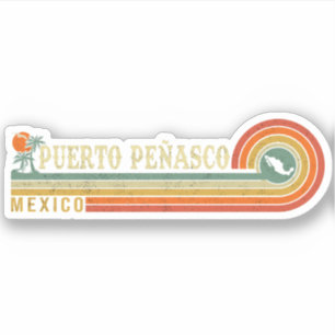 Puerto Peñasco Mexico Beach Vintage Handflatan Trä Klistermärken
