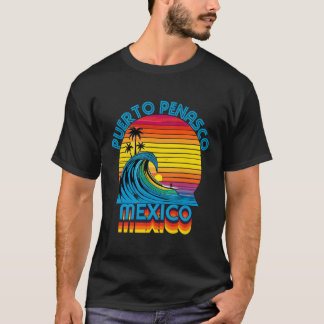Puerto Penasco Mexico Retro Throwback Surfa & Beac T Shirt