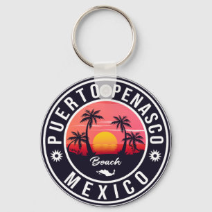 Puerto Peñasco Mexiko Beach Navy Retro Sunset Nyckelring
