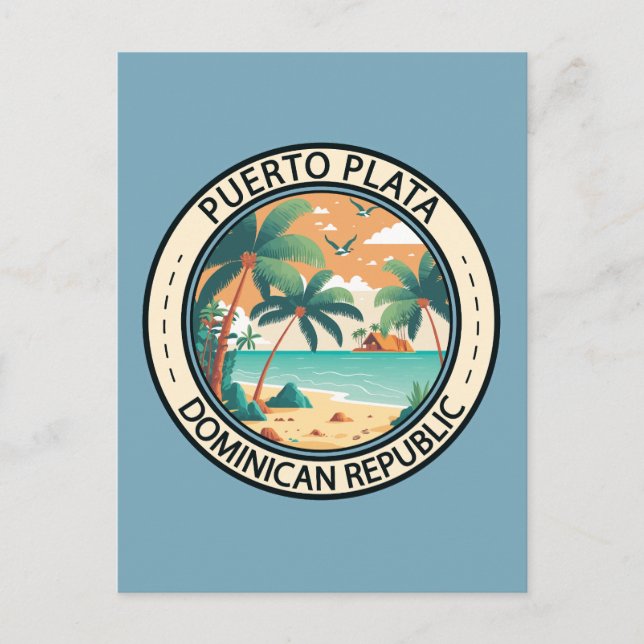 Puerto Plata Dominikanska republiken Hut Badge Vykort (Framsida)