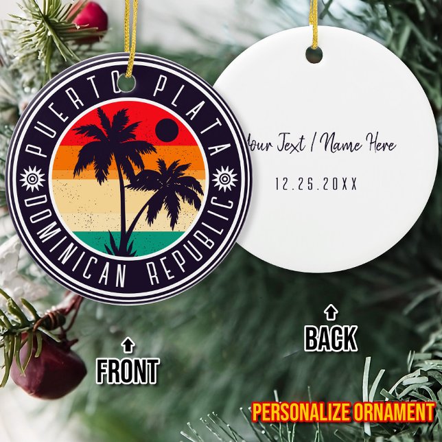 Puerto Plata Dominikanska republiken Retro Handfla Julgransprydnad Keramik (Skapare uppladdad)
