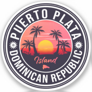 Puerto Plata Dominikanska republiken Retro Sunset  Klistermärken