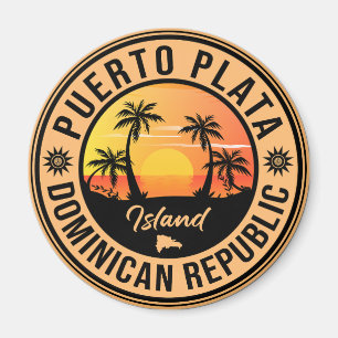 Puerto Plata Dominikanska republiken Retro Sunset Magnet