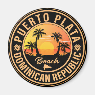 Puerto Plata Dominikanska republiken Retro SunsetP Magnet