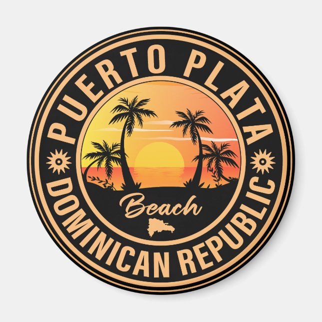 Puerto Plata Dominikanska republiken Retro SunsetP Magnet (Framsidan)