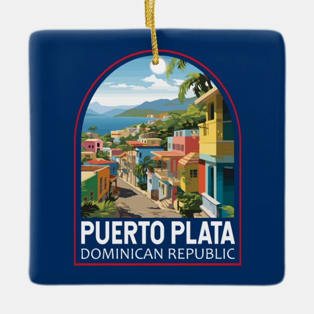 Puerto Plata Dominikanska republiken Travel Art Vi Julgransprydnad Keramik (Framsida)