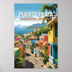 Puerto Plata Dominikanska republiken Travel Art Vi Poster