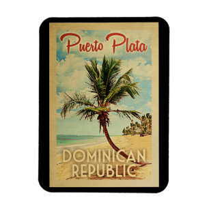 Puerto Plata Magnet Handflatan Träd Vintage resor