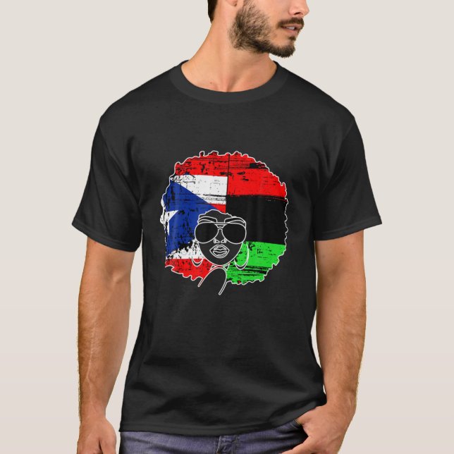 PUERTO RICAN AFRO LATINA, Boricua Puerto Rico Flag T Shirt (Framsida)