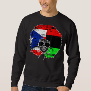 PUERTO RICAN AFRO LATINA Boricua Puerto Rico Flagg Lång Ärmad Tröja