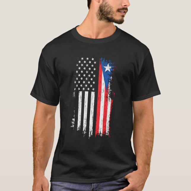 Puerto Rican American Flagga - Puerto Rico Usa T Shirt (Framsida)