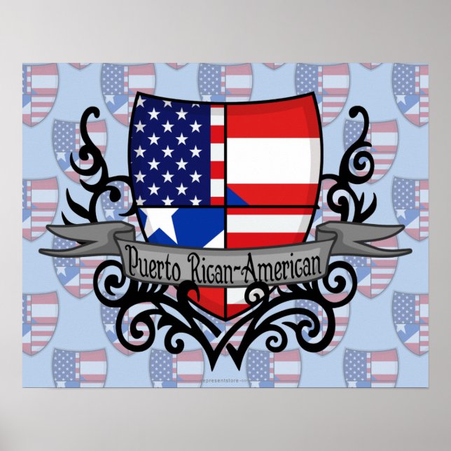 Puerto Rican-American Shield Flagga Poster (Framsidan)