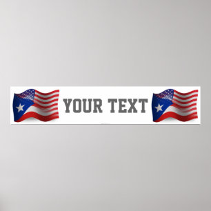 Puerto Rican-American Wave Flagga Banner Poster