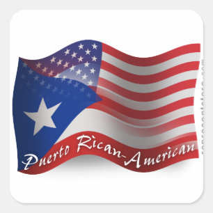 Puerto Rican-American Wave Flagga Fyrkantigt Klistermärke