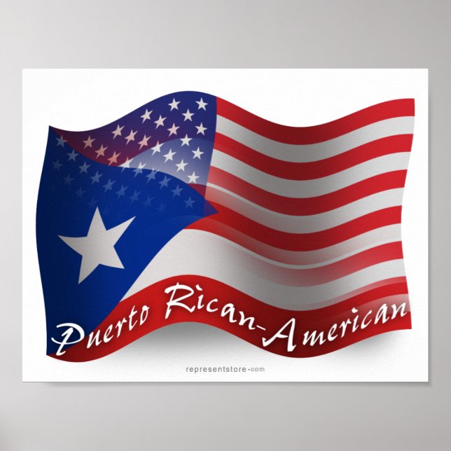 Puerto Rican-American Wave Flagga Poster (Framsidan)