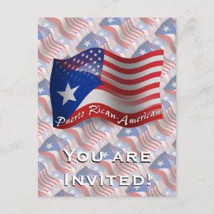 Puerto Rican-American Waving Flagga Inbjudningar