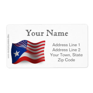 Puerto Rican-Amerikan som vinkar flagga Fraktsedel