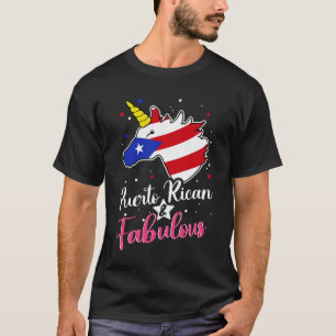 Puerto Rican and Fabulous Unicorn Puerto Rico Flag T Shirt