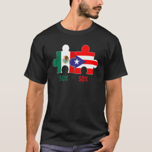 Puerto Rican and Mexican Heritage Flagga Pride DNA T Shirt