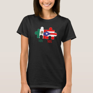 Puerto Rican and Mexican Heritage Flagga Pride DNA T Shirt