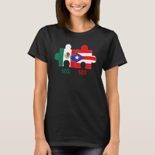 Puerto Rican and Mexican Heritage Flagga Pride DNA T Shirt