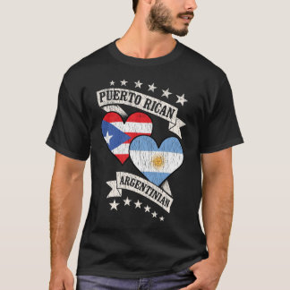 Puerto Rican Argentinian Heart Flaggor T Shirt