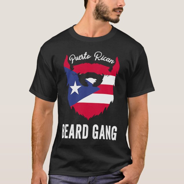 Puerto Rican Beard Gang Puerto Rico National Flagg T Shirt (Framsida)