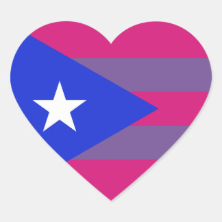 Puerto Rican Bi Pride Bisexual LGBT-dekal Hjärtformat Klistermärke