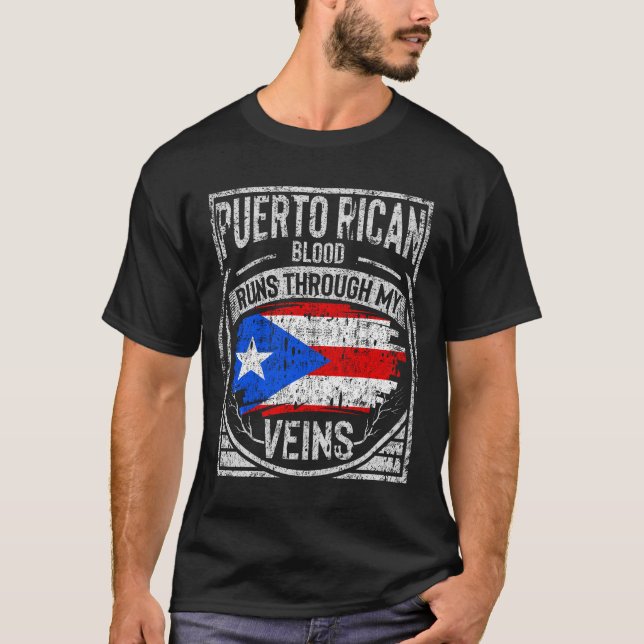 Puerto Rican Blood Springa genom mina Veins T Shirt (Framsida)