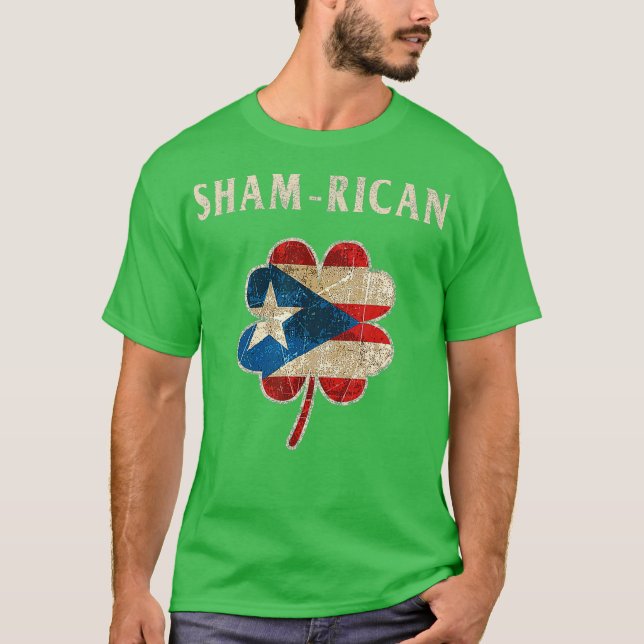 Puerto Rican Boricua Irish Shamrock Flagga St Day T Shirt (Framsida)