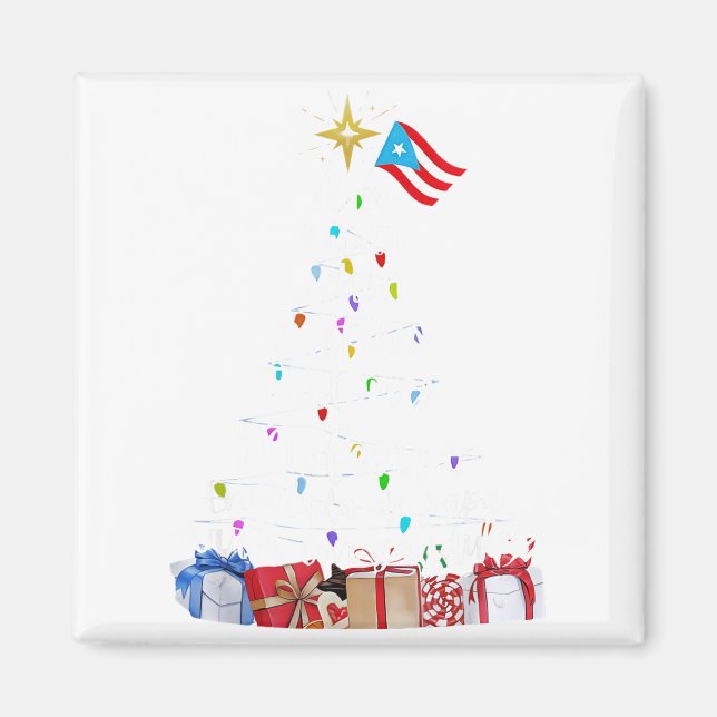 Puerto Rican Christmas Tree Lights Food Traditions Magnet (Framsidan)
