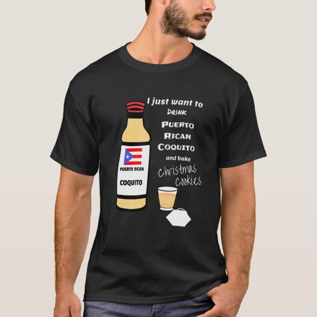 Puerto Rican Coquito och Baking jul Cookies T Shirt (Framsida)