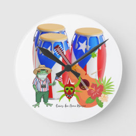 Puerto Rican Cultural Art Home Decor Rund Klocka