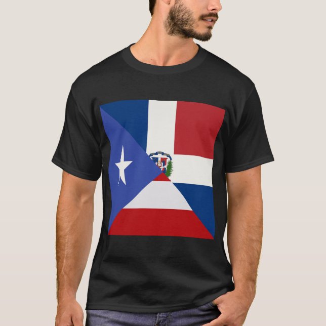 Puerto Rican Dominican Flagga | PR DR Republiken T Shirt (Framsida)