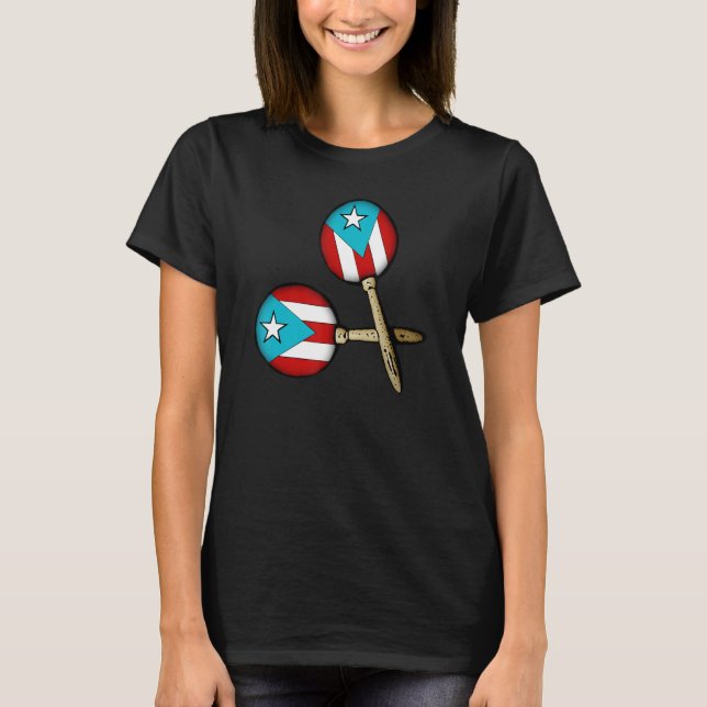 Puerto Rican Flag Maracas Boricua T Shirt (Framsida)