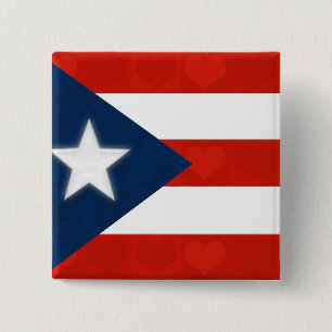 Puerto Rican flagga av röda randiga hjärtor Knapp