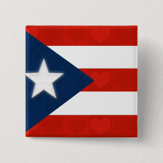 Puerto Rican flagga av röda randiga hjärtor Knapp