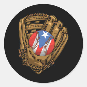 Puerto Rican Flagga Baseball Sport Puerto Rico Bas Runt Klistermärke