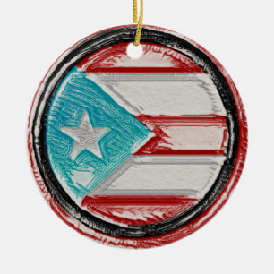 Puerto Rican Flagga Circle Ornament