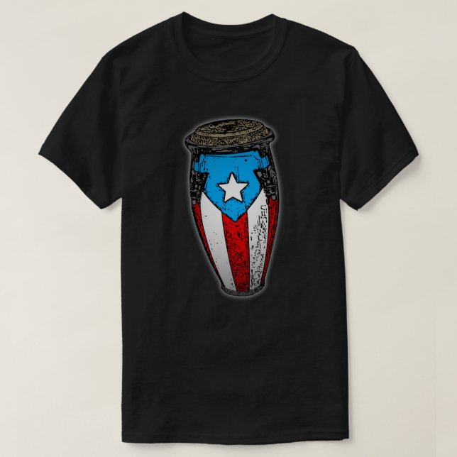 Puerto Rican Flagga Conga Drum T-Shirt (Design framsida)