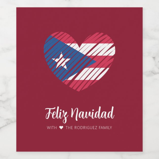 Puerto Rican Flagga Coquito Vinflaska Etikett (Singel etikett)