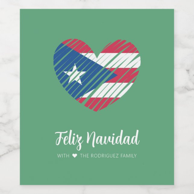 Puerto Rican Flagga Coquito Vinflaska Etikett (Singel etikett)