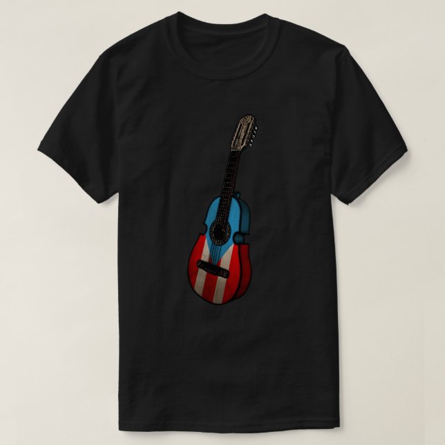 Puerto Rican Flagga Cuatro T Shirt (Design framsida)